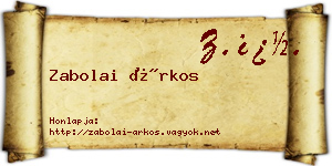 Zabolai Árkos névjegykártya